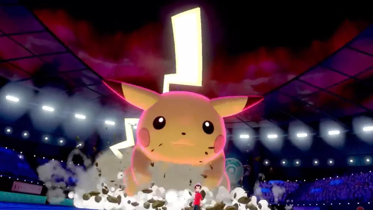 A giant Pikachu is summoned in an arena.