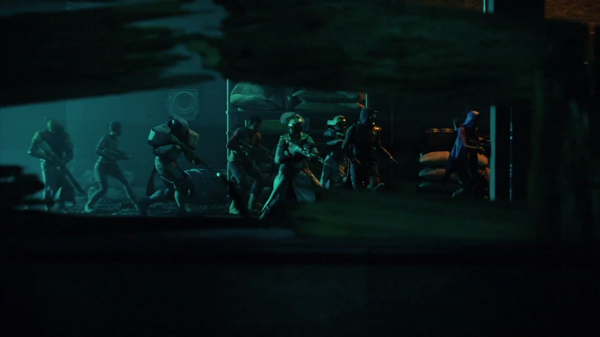 A group of Guardians in a Destiny 2 cutscene