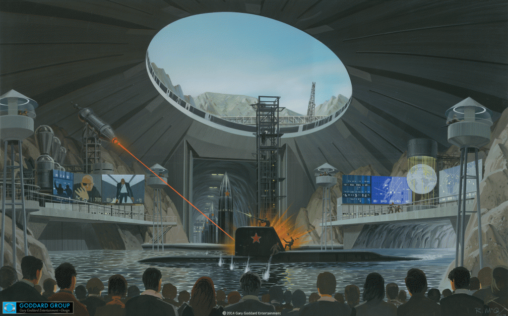 James Bond stunt show theme park concept art by Ralph McQuarrie.
