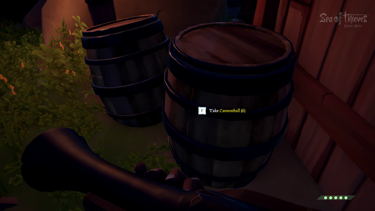 Cannonballs in a barrel in Sea of Thieves