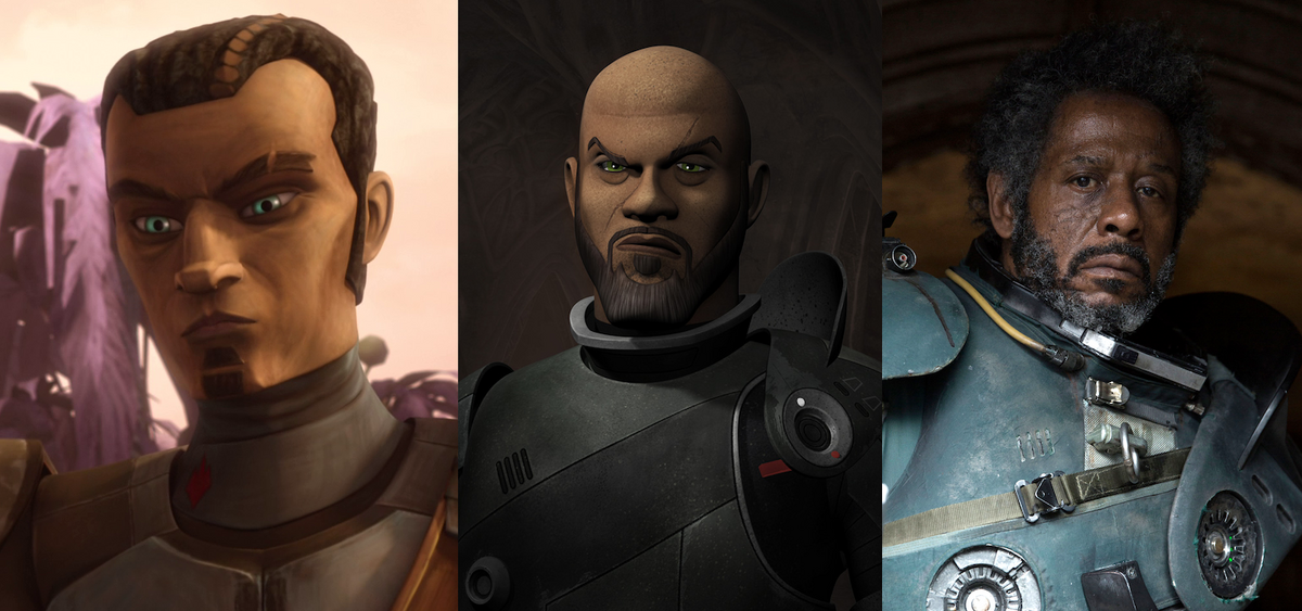 Saw Gerrera in Star Wars: The Clone Wars, Star Wars Rebels, and Rogue One