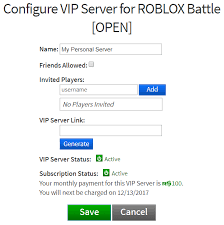 Roblox Vip Server Settings