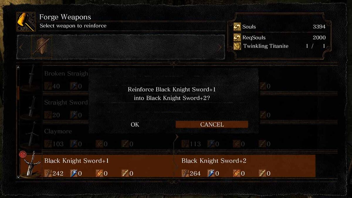 Black Knight Sword Andre upgrade reinforce