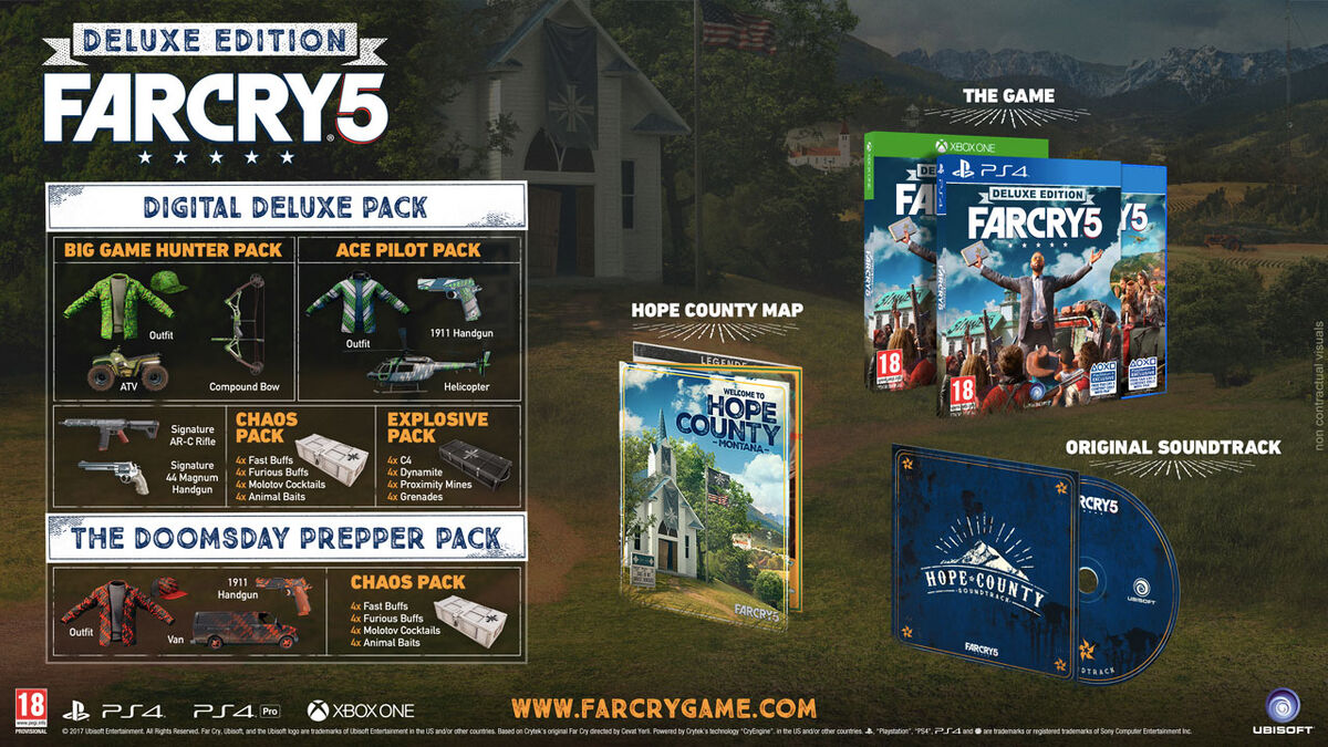 Far Cry 5 Sony PlayStation 4 PS4 Game + Doomsday Prepper Pack