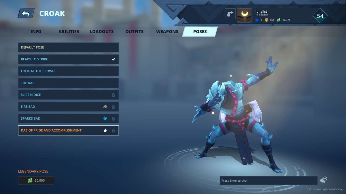 Battlerite Croak pose Dab of Pride and Accomplishment