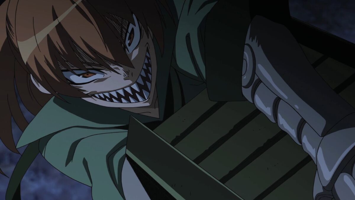 creepy anime smiles Seryu Ubiquitous from Akame Ga Kill