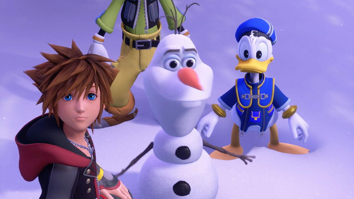 Kingdom Hearts 3 Sora and friend in Frozen world