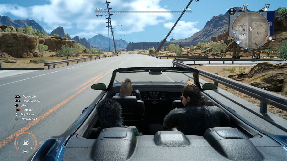 The cast of Final Fantasy XV drives off.