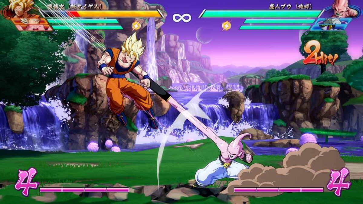 Kid Buu extending arm attack