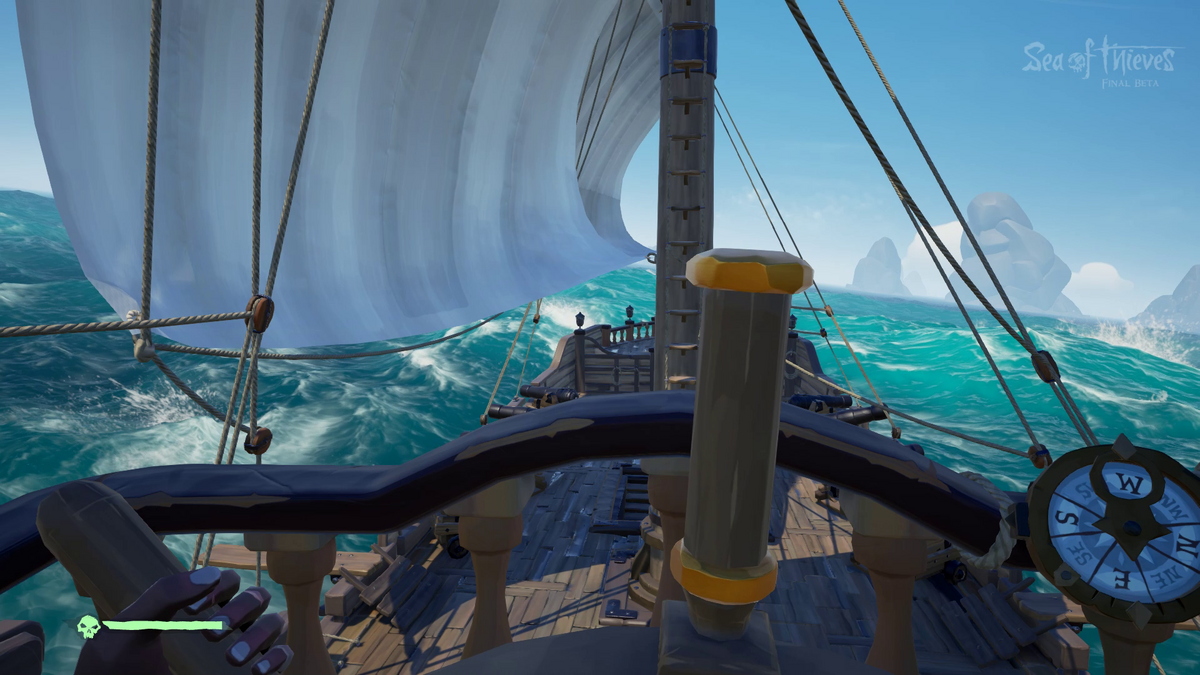 The golden spoke on the steering wheel in Sea of Thieves