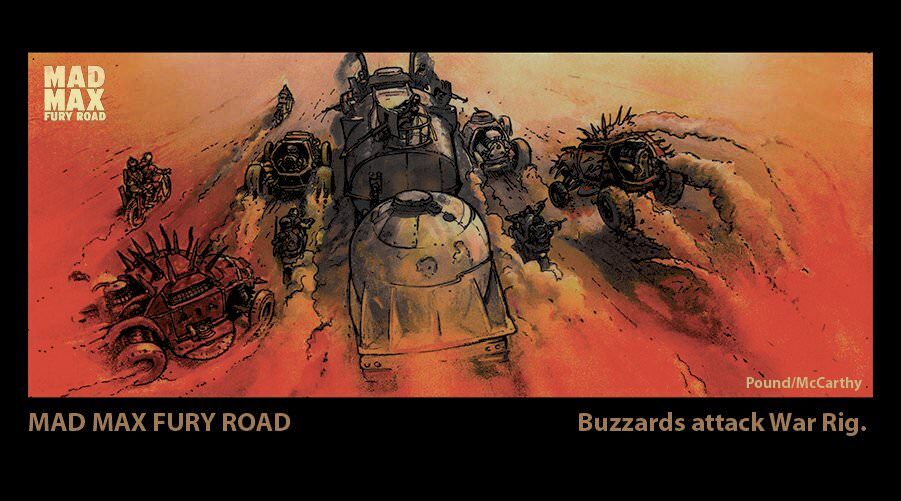 The concept art of the buzzard attack war rig scene translated perfectly into the film
