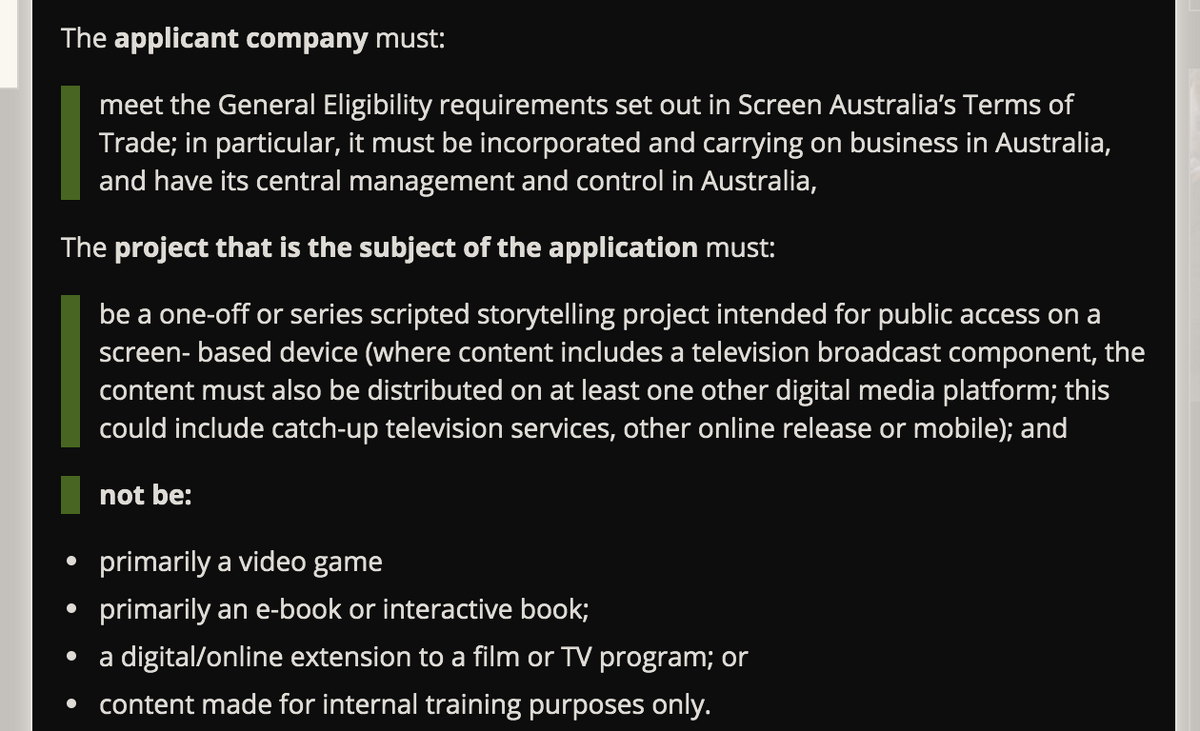 Screen Australia production grant guidelines