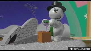 Snowman causing a snowstorm in a snow globe