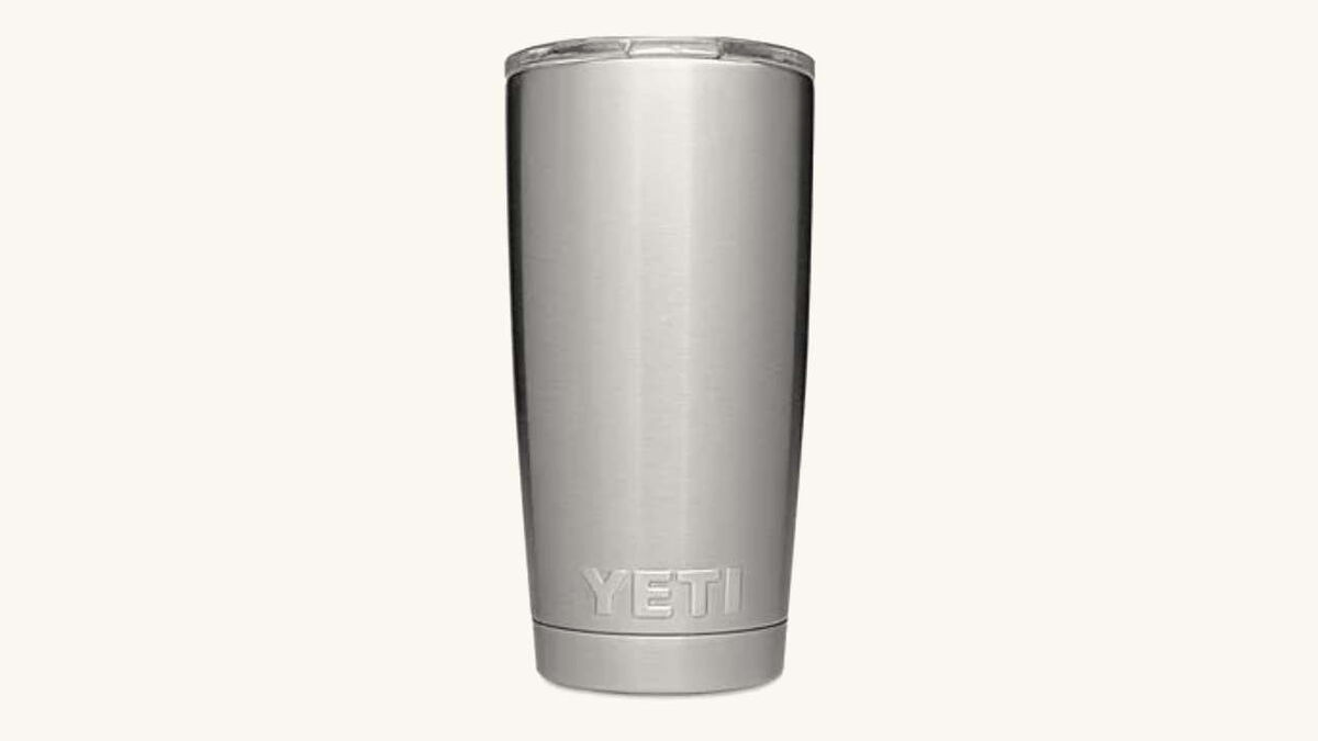 The Yeti Tumbler thermos against a white background