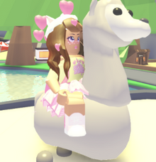 Player riding llama