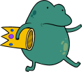Frog carrying crown