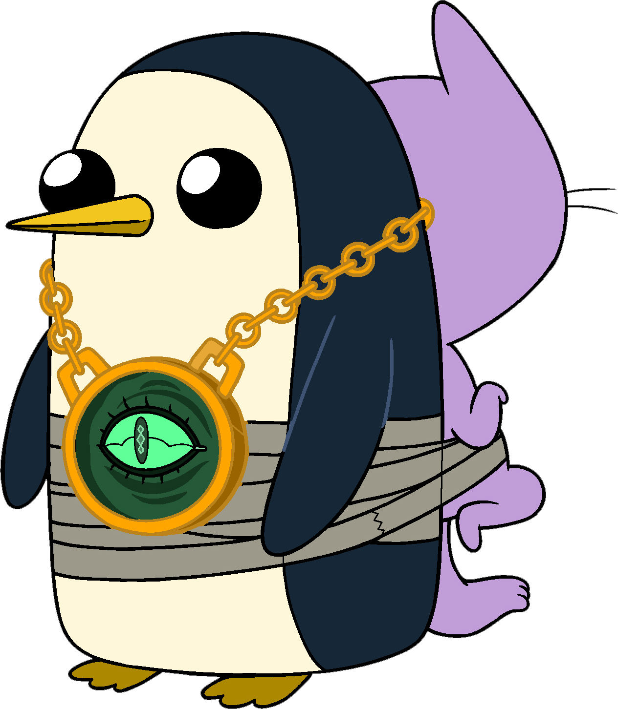 Image Gunter with Kitten taped to his back.png Adventure Time Wiki