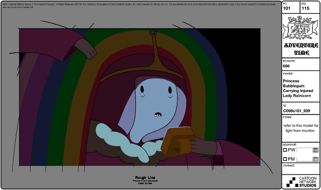 File:Modelsheet Princess Bubblegum Carrying Injured Lady Rainicorn.png