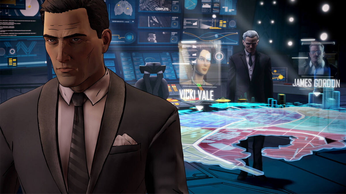 Telltale Games Batman Bruce Wayne doing some high-tech detective work