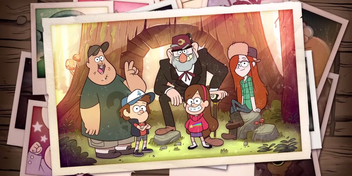 The main cast of Gravity Falls&amp;amp;amp;amp;amp;amp;amp;amp;amp;amp;amp;amp;mdash;Soos, Dipper, Stan, Mabel and Wendy