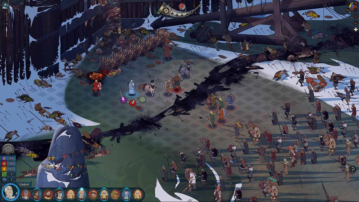 Large battle early game The Banner Saga 3 review