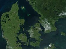Satellite image of Denmark in July 2001