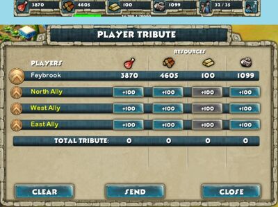 Tribute Window and Resource Bar