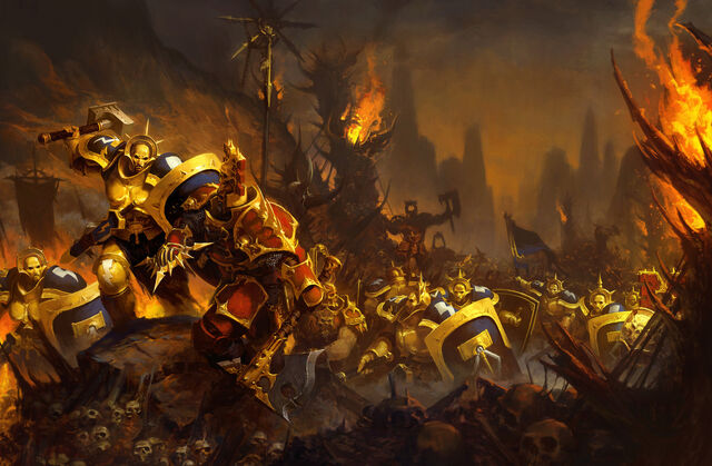 Archivo:Combate entre Martillos de Sigmar y la Marea de Sangre de Khorne.jpg