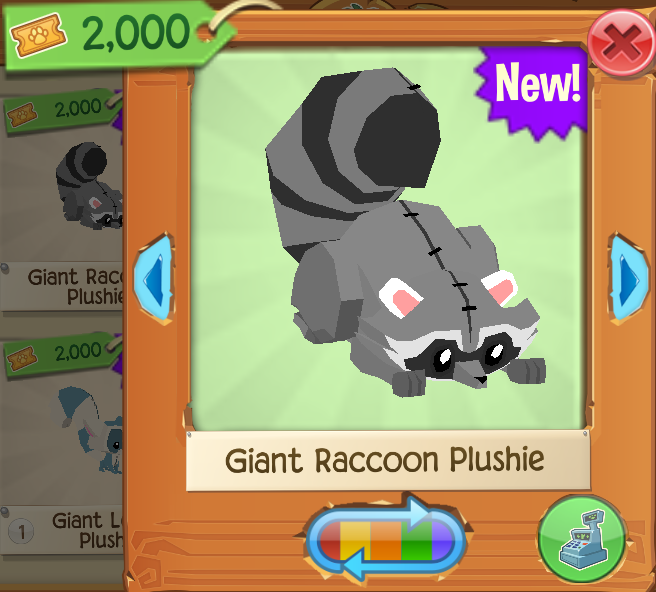 giant raccoon plushie aj