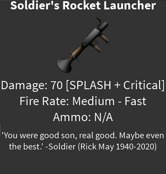 Soldier S Rocket Launcher All Out Zombies Wiki Fandom - rocket launcher fight team death match roblox