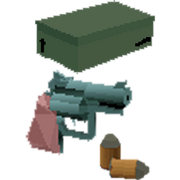 Shoebox and revolver