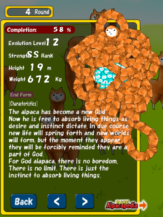 evolution level 12 absorb alpaca god ending alpaca evolution alpaca form