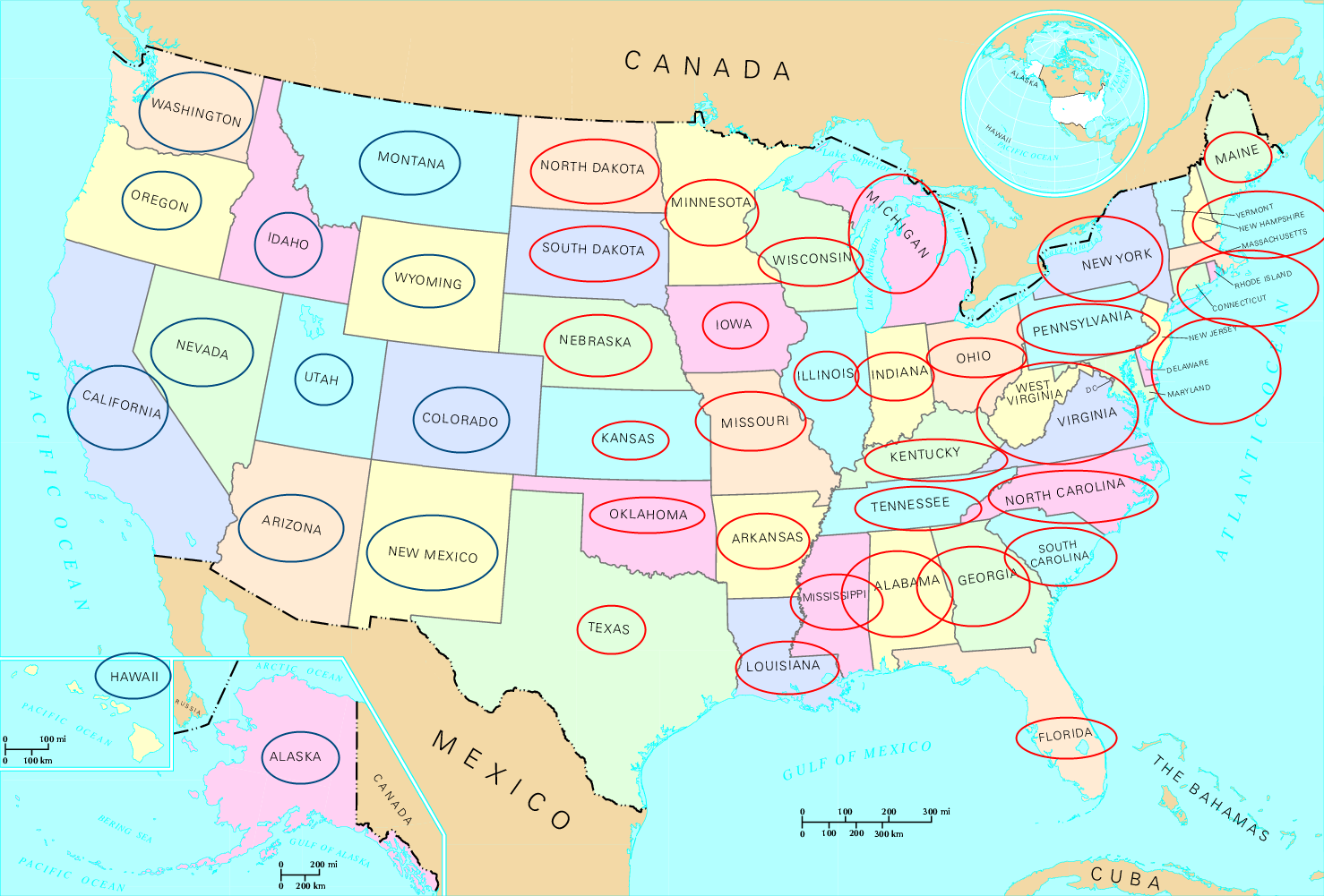 a full map of an occupied united states showing states occupied by both germany and japan