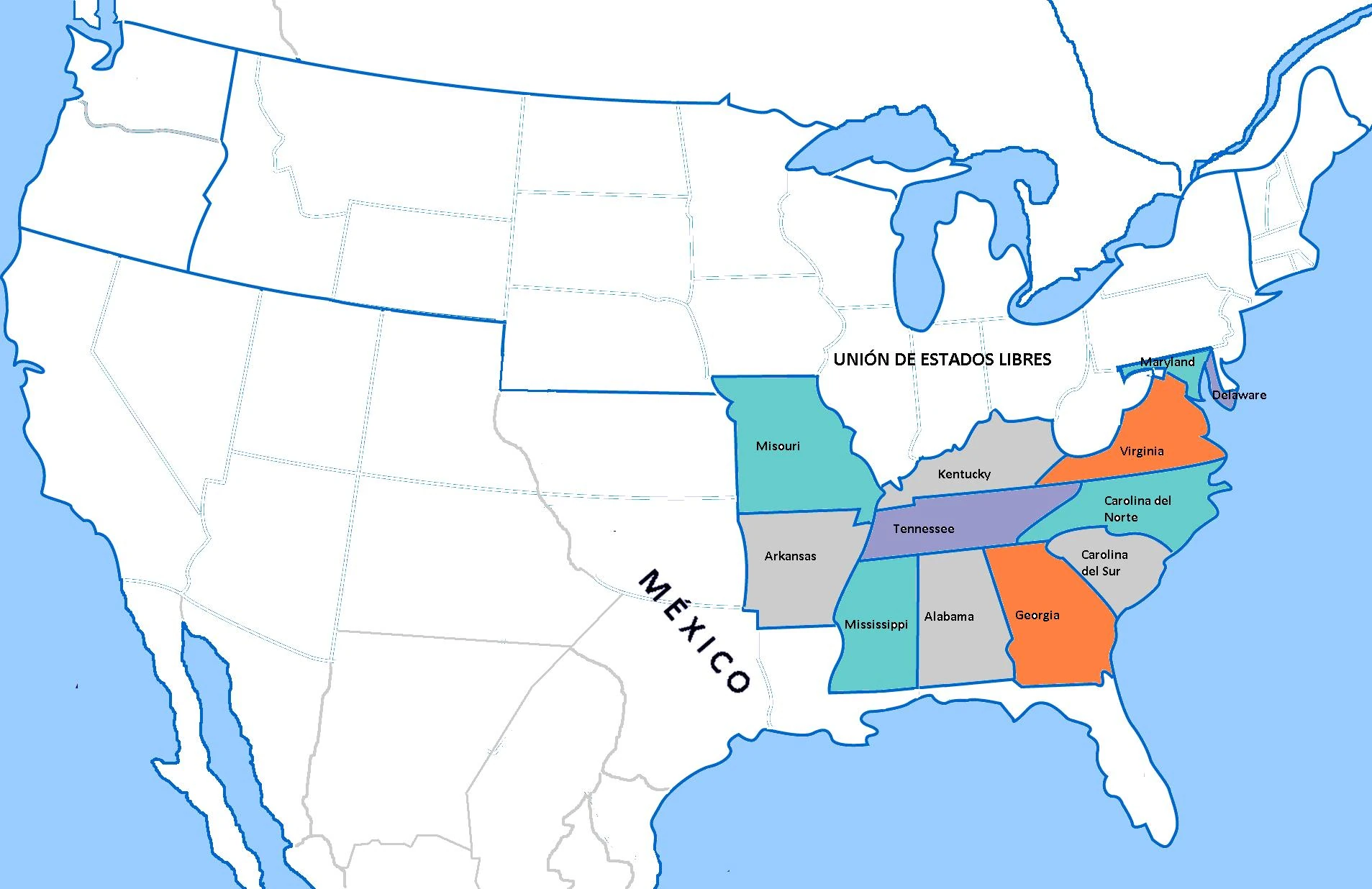 Estados Confederados de América (Gran Imperio Mexicano) Historia