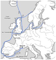 Mapa del primer viaje de Piteas