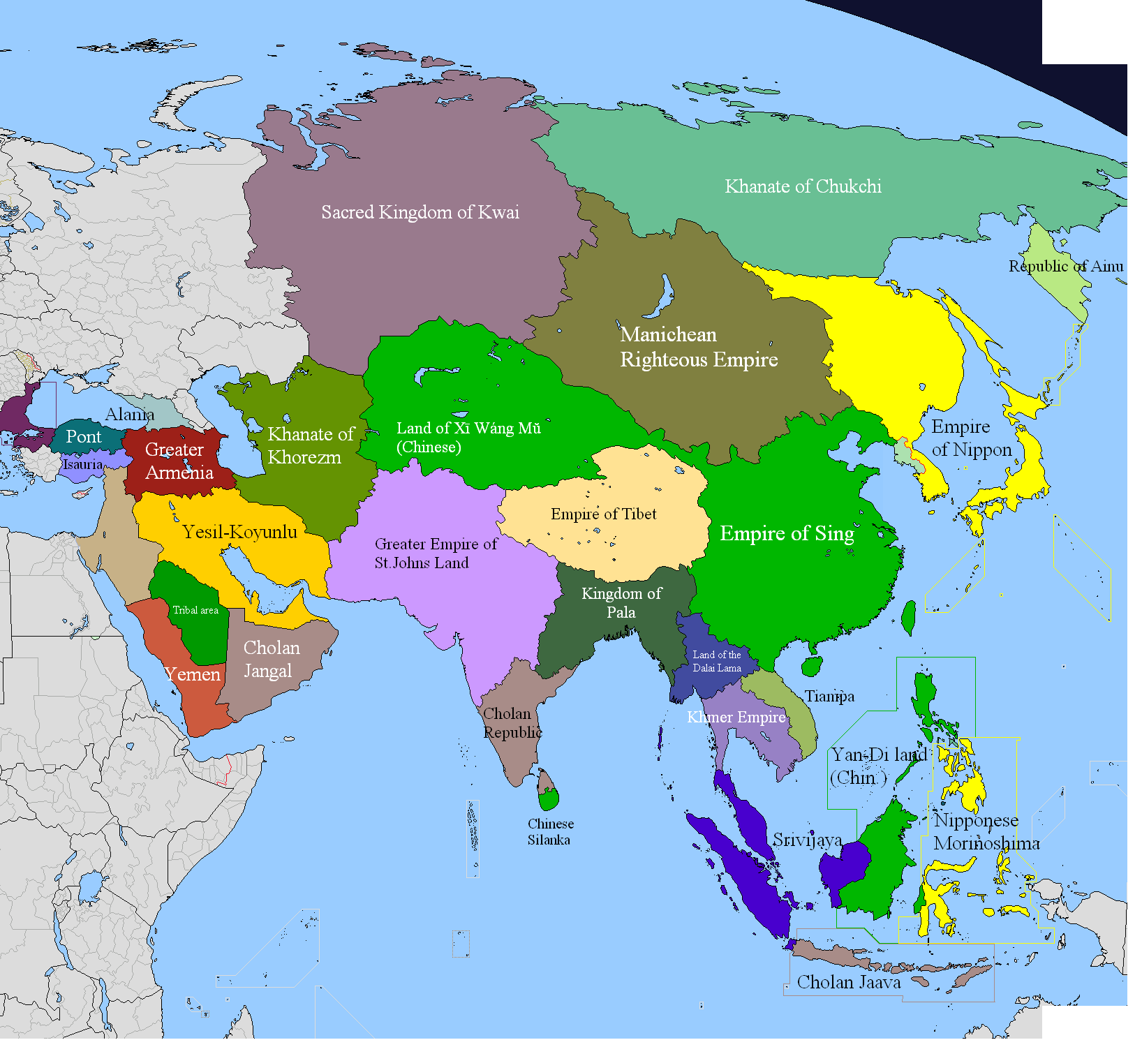 Карта азиатского региона