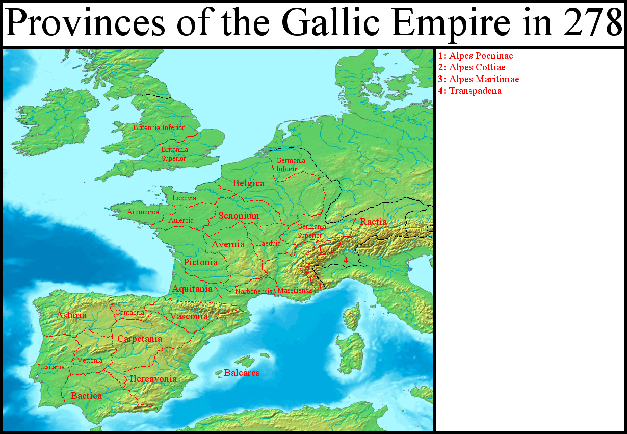 The Gallic Empire at its greatest extent : imaginarymaps