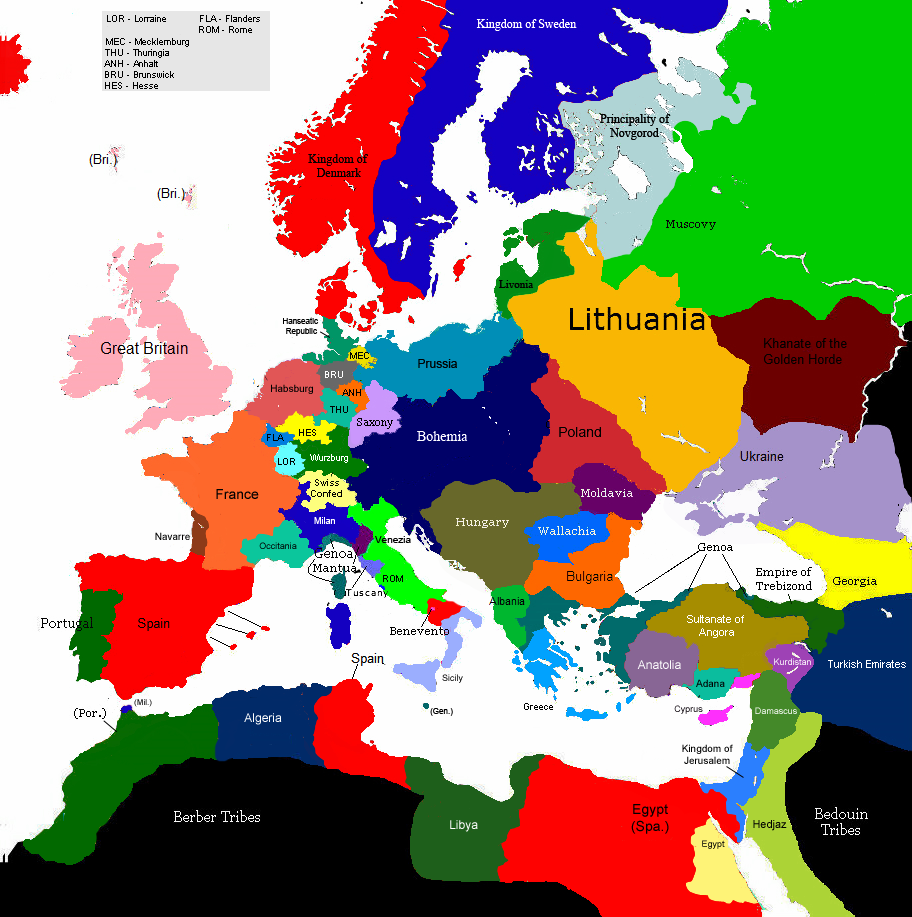 Map Of Europe 1492 Europe 1430, 1492 1522 (Map Game) | Alternative History | Fandom