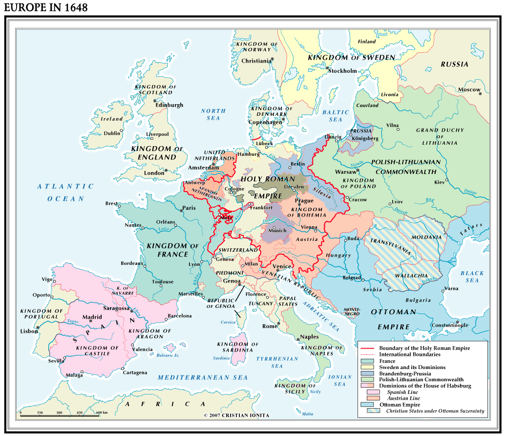 Map Of Europe 1648