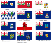British overseas territories flags with alternate union flag (no scotland)