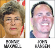 Current mayor Bonnie Maxwell and challenger John Hansen