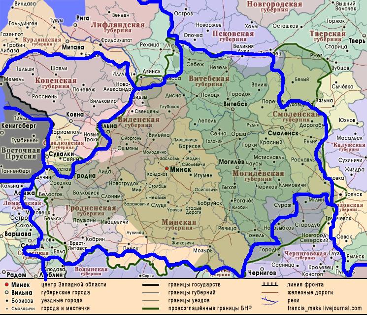 Карта белоруссии с городами и границами