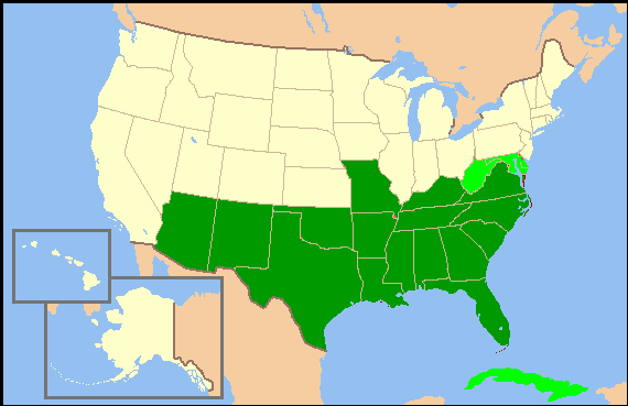 Confederate States Of America Map Confederate States Of America Map