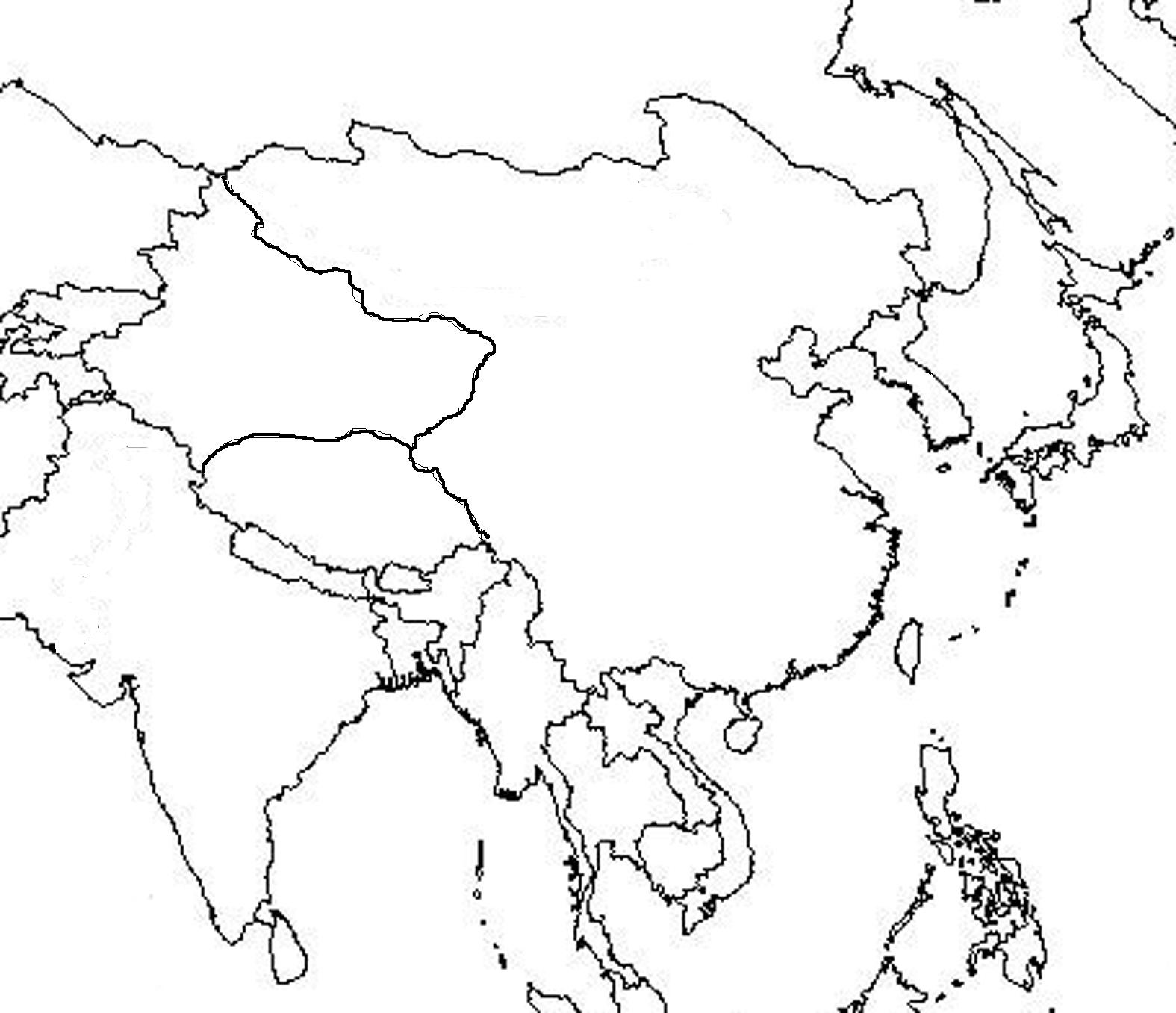 asia continent map outline