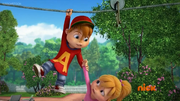 Alvin rescues Brittany from the zipline