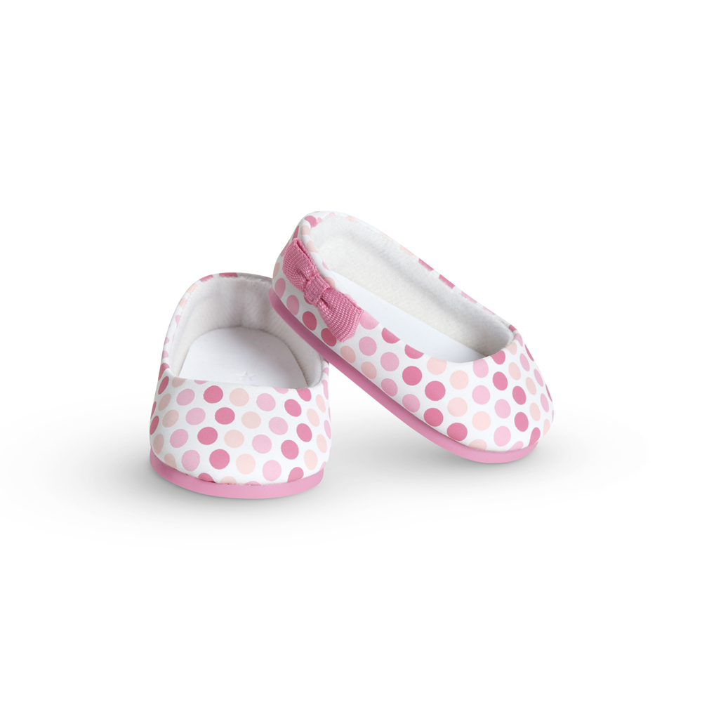 red and white polka dot flats