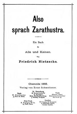 Also sprach Zarathustra original title page