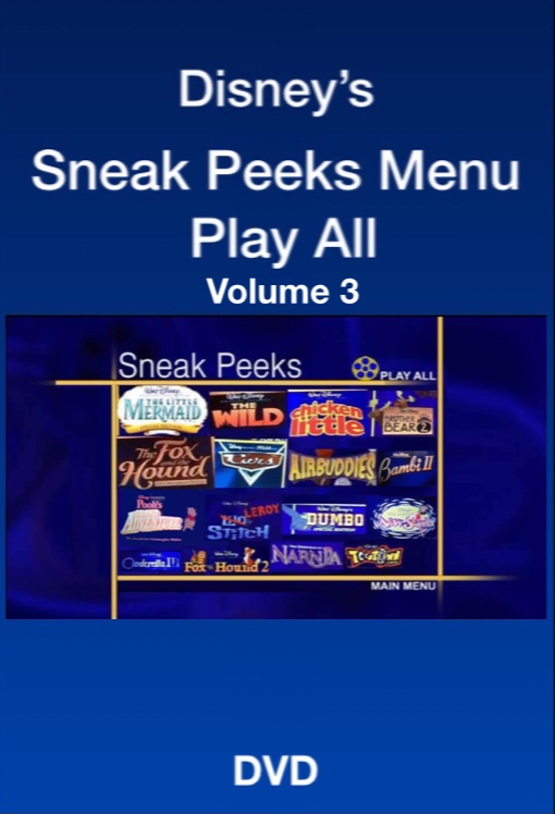 Sneak Peeks Menu Play All Volume 3 (2006 DVD/VHS) | Angry Grandpa's