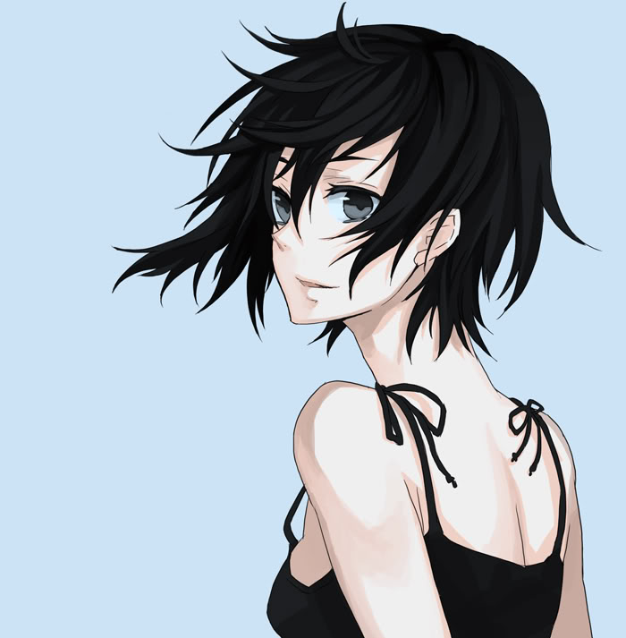 anime girl with short black hair 1jpg