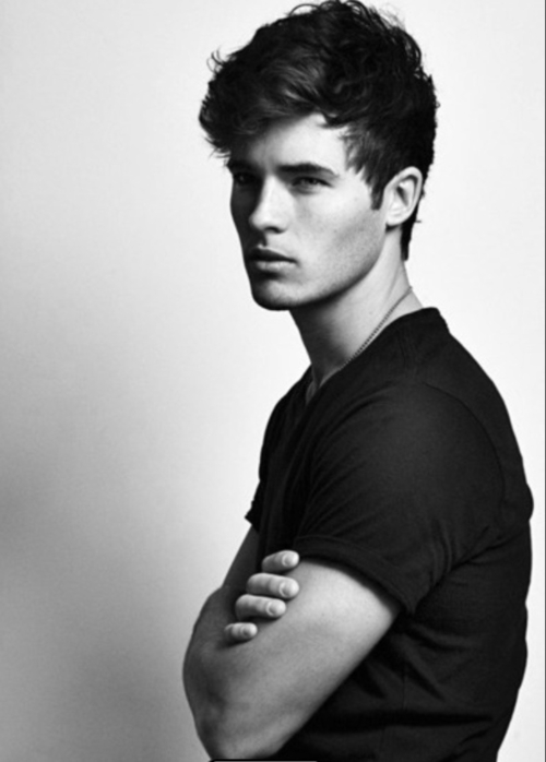 image black and white male handsome black clothes hairstyle